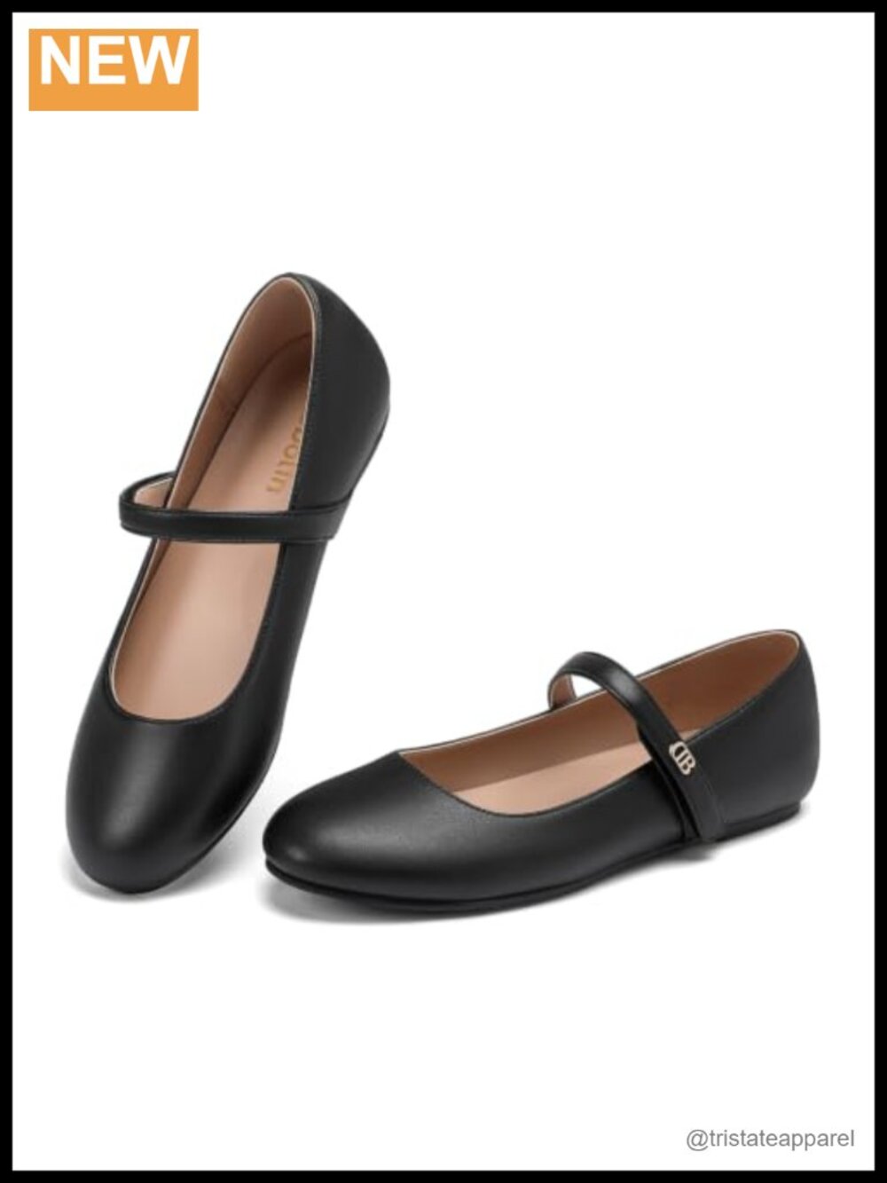 Mary Jane Ballet Flats with Arch Support Faux Leather Round Toe